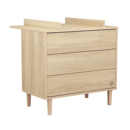 Sauthon Commode 3 tiroirs Paloma bois Chêne Sépia/Hêtre Vernis  