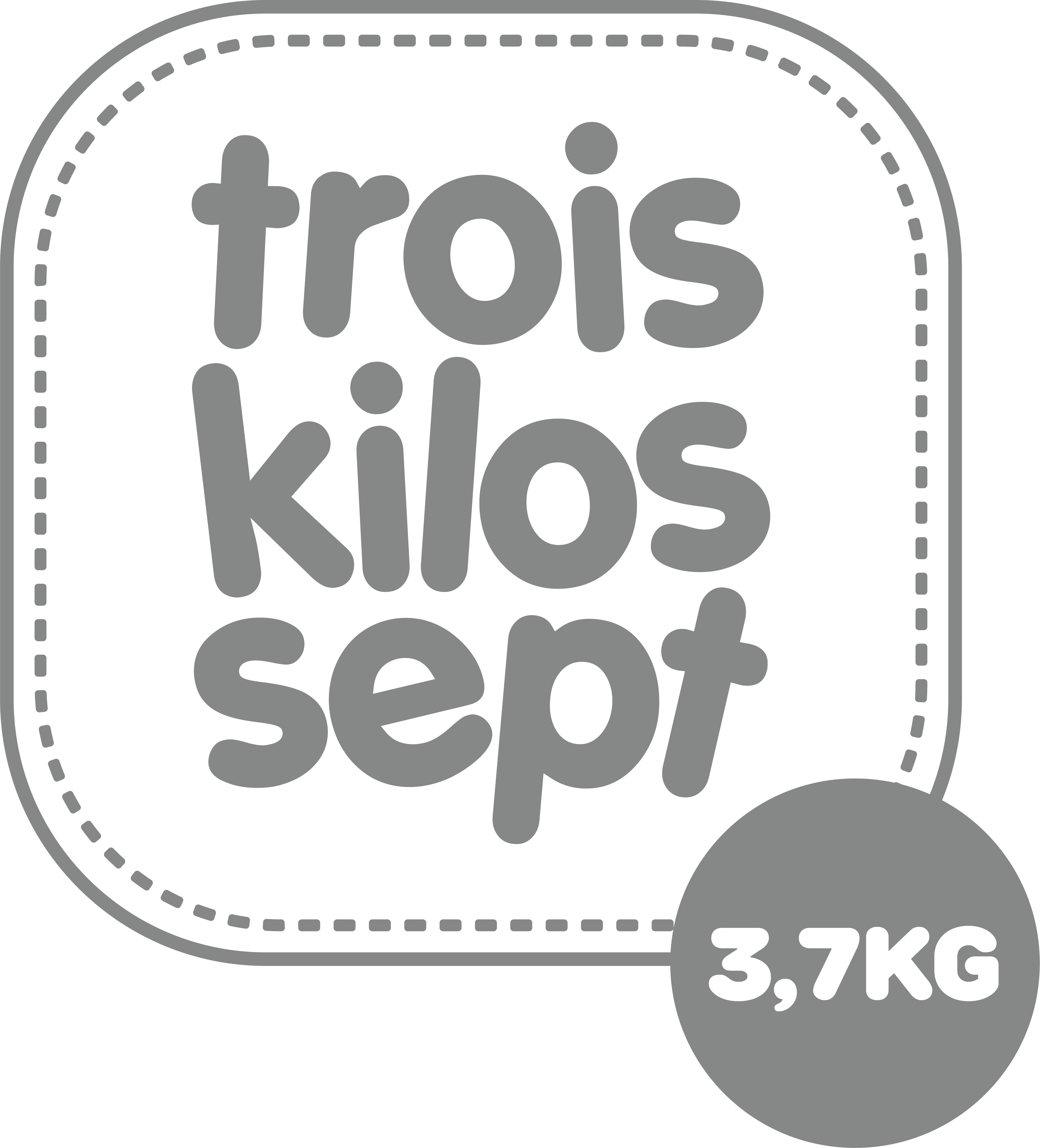 LOT DE 3 LANGES 70X70CM, Trois Kilos Sept de Trois Kilos Sept
