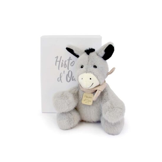 Doudou & Compagnie Peluche petit ane foulard Gris 