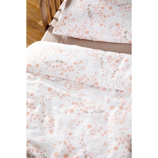 Kadolis Housse de couette Coton Bio bébé Yukari Douceur Peach 100x140 cm