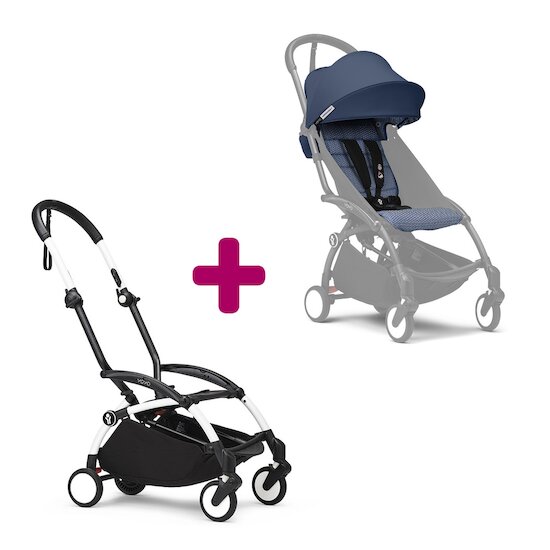 Stokke Pack chassis poussette YOYO³ Blanc + pack 6+ YOYO³ Bleu Air France  