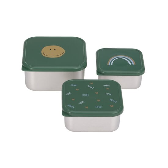 Lässig Lot de 3 petites boîtes à goûter inox Vert 