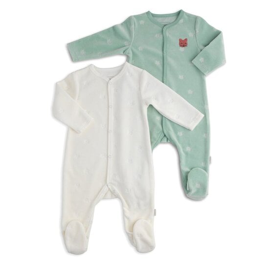 P’tit bisou Lot de 2 Pyjamas Mon Trousseau Chaton Ecru Poudre Prématuré