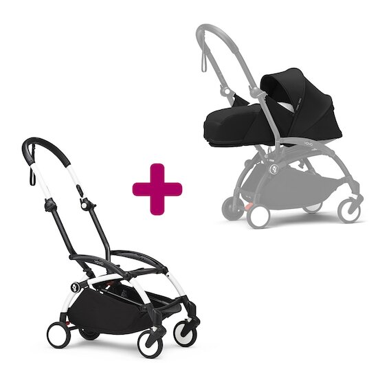 Stokke Pack chassis poussette YOYO³ Blanc + pack nouveau-né 0+ YOYO³ Noir  