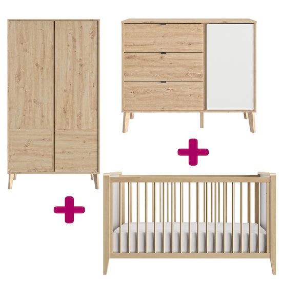 Lit 70x140 Commode Armoire Lison Chambre De Bebe Lune