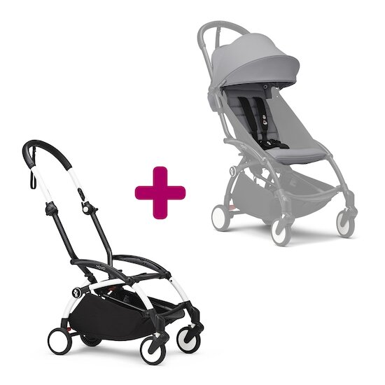 Stokke Pack chassis poussette YOYO³ Blanc + pack 6+ YOYO³ Stone  