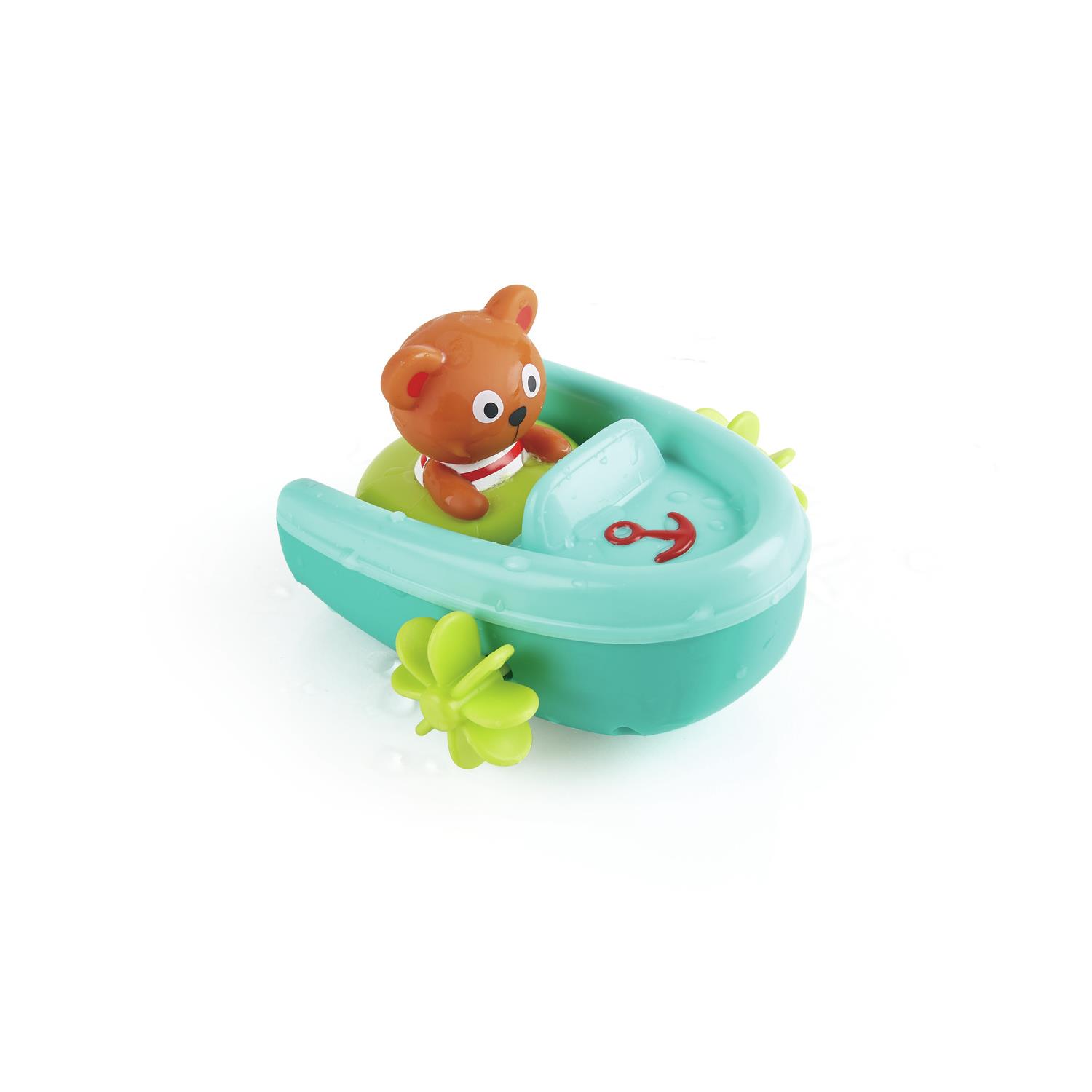 Hape - Jouet de bain Teddy et son bateau VERT Hape