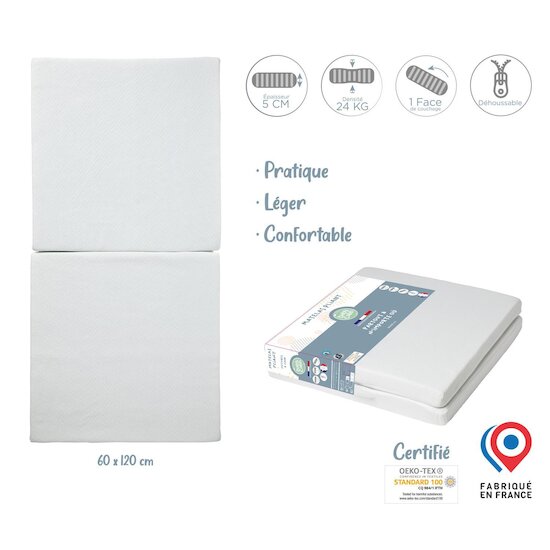 BabyCalin Matelas Pliant  Blanc 60x120 cm BabyCalin Matelas Pliant  Blanc 60x120 cm