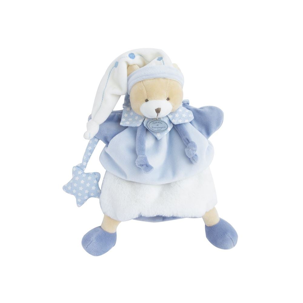 Doudou & Compagnie - Marionnette Ours petit chou BLEU Doudou & Compagnie