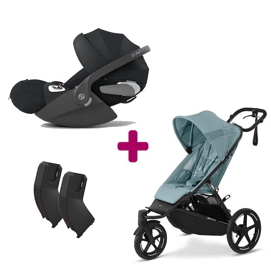 Cybex Pack Poussette duo Avi Spin Stormy Blue + adaptateurs coque + coque Cloud T tissu plus Sepia Black  