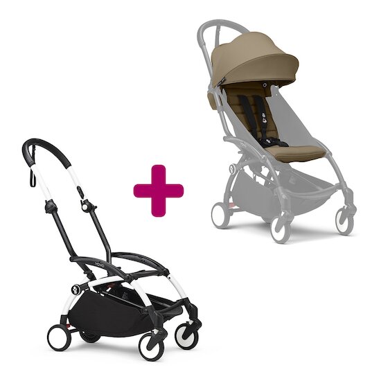 Stokke Pack chassis poussette YOYO³ Blanc + pack 6+ YOYO³ Toffee  