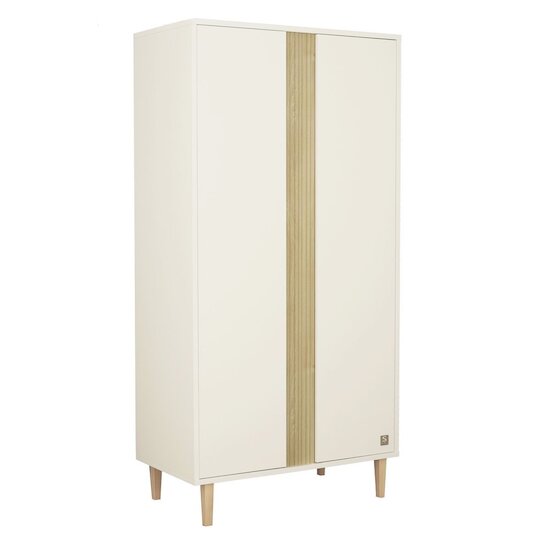 Sauthon Armoire 2 portes Paloma Blanc Neige/Chêne Strié Sépia/Hêtre Vernis  