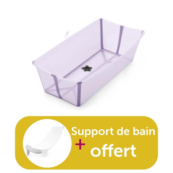 Stokke Baignoire Flexi Bath X-Large Transparent Lavande achetée = support de bain offert  