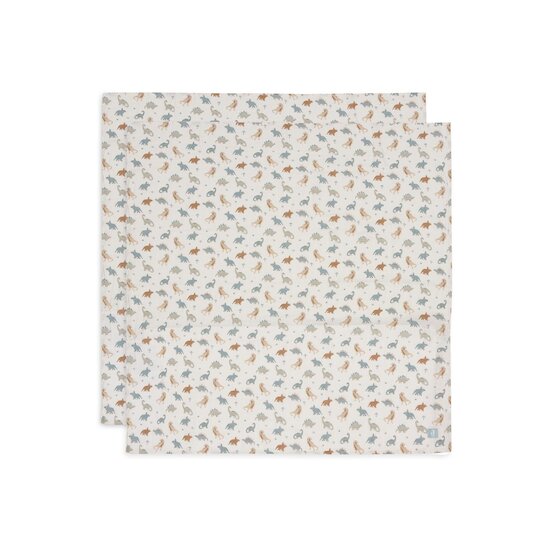 Jollein Lange Gaze de Coton Roarsome Lot de 2 Multicolor 115x115 cm