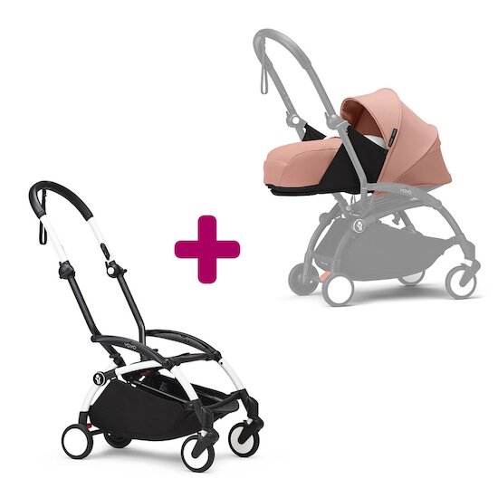 Stokke Pack chassis poussette YOYO³ Blanc + pack nouveau-né 0+ YOYO³ Ginger  