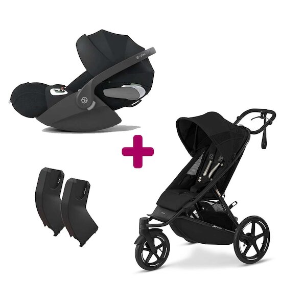 Cybex Pack Poussette duo Avi Spin Moon Black + adaptateurs coque + coque Cloud T tissu plus Sepia Black  