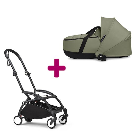 Stokke Pack chassis poussette YOYO³ Noir + nacelle YOYO³ Olive  