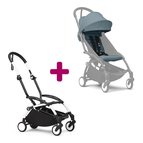 Stokke Pack chassis poussette YOYO³ Blanc + pack 6+ YOYO³ Aqua  