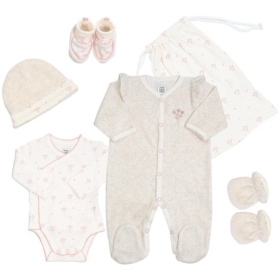 Trois Kilos Sept Kit naissance 6 pièces Fille Beige/Rose Naissance