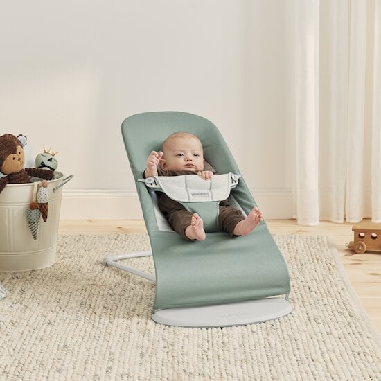 BabyBjörn Transat bébé balance soft tissé Vert sauge/Gris 