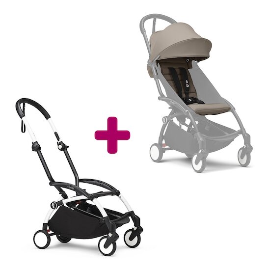 Stokke Pack chassis poussette YOYO³ Blanc + pack 6+ YOYO³ Taupe  