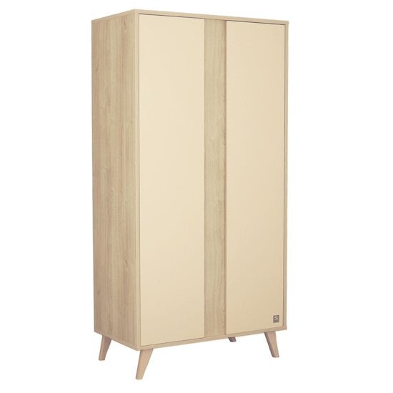 Sauthon Armoire 2 portes Mélinée Chêne Sépia/Crème/Hêtre Vernis  