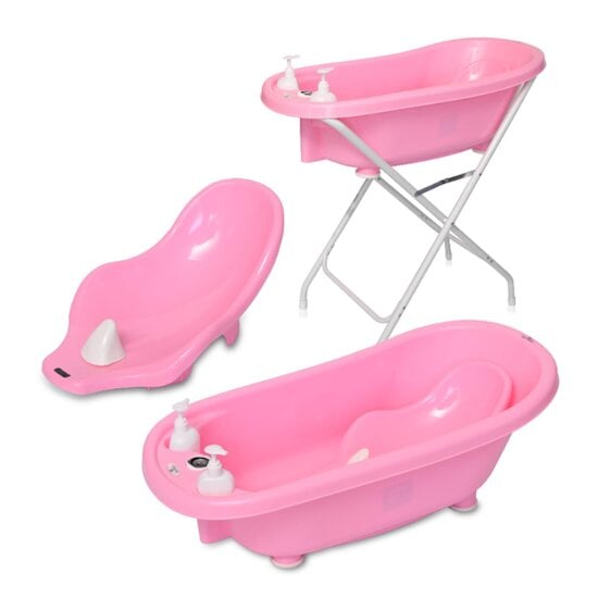 Lorelli Baignoire avec pied thermomètre + transat ventouse Rose 