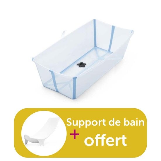 Stokke Baignoire Flexi Bath X-Large Transparent Bleu Ocean achetée = support de bain offert  