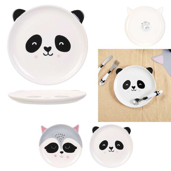 The home deco kids Assiette Animaux Kawaii Multicolore 