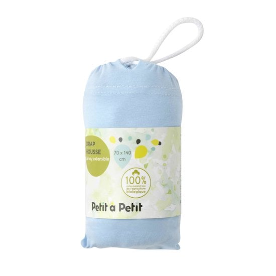 Drap housse jersey bio BLEU Petit à petit