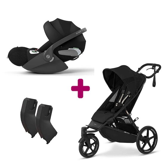 Cybex Pack Poussette duo Avi Spin Moon Black + adaptateurs coque + coque Cloud T Sepia Black  