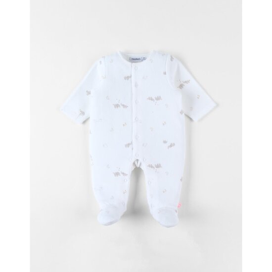 Noukie's Pyjama velours Bali & Moka Ecru 1 mois