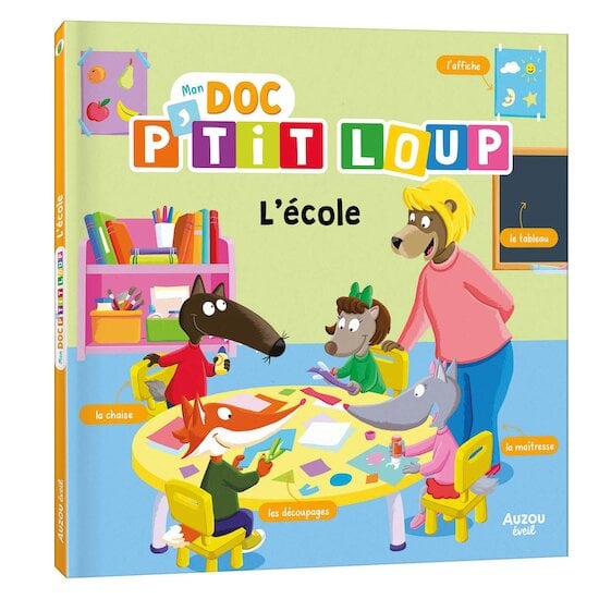 Auzou Livre Mon doc' p'tit loup l'école Multicolore 