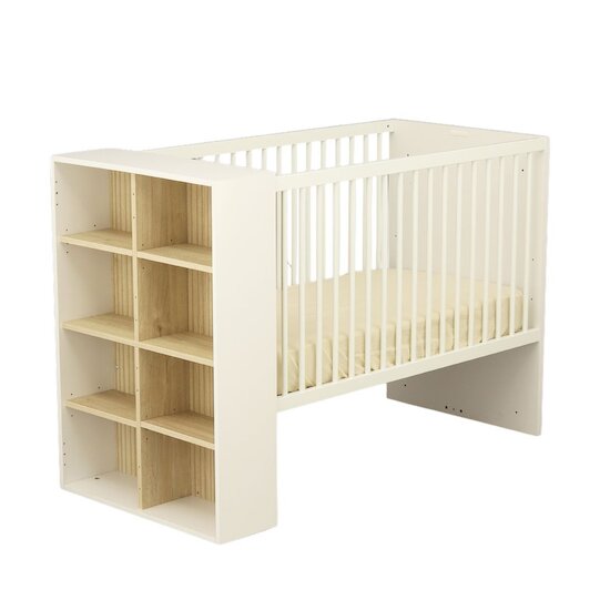 Sauthon Lit bébé transformable Paloma Blanc Neige/Chêne Strié Sépia/Chêne Sépia 60x120 cm