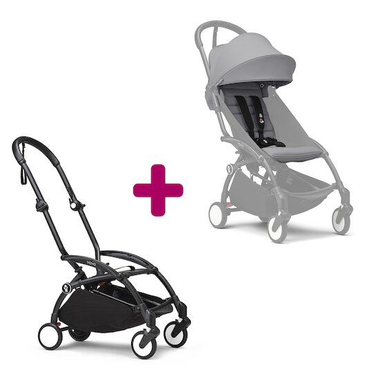 Stokke Pack chassis poussette YOYO³ Noir + pack 6+ YOYO³ Stone  