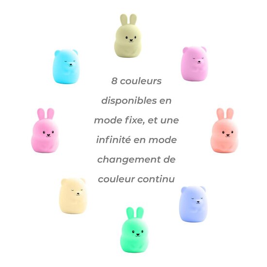 Maïka Veilleuse silicone lapin Blanc 