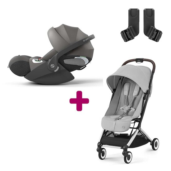 Cybex Pack Poussette Duo Orfeo Fog Grey + adaptateurs + Coque Cloud T i-Size Mirage Grey  