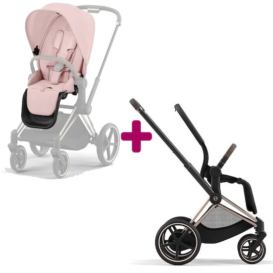 Cybex Poussette Epriam Chassis rosegold + siège Peach Pink  