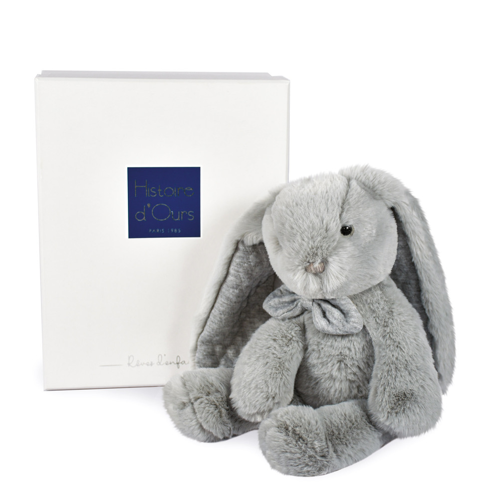 HISTOIRE D'OURS - Peluche Preppy chic lapin GRIS Histoire d'Ours