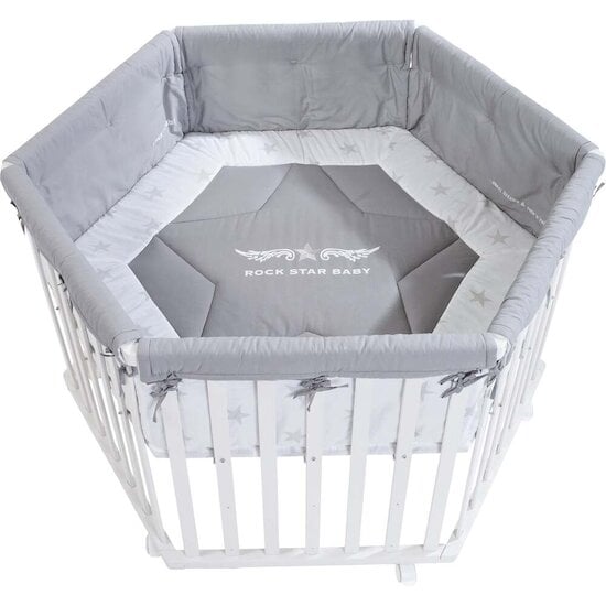 Roba Parc bébé hexagonal Rock Star Baby + tapis Blanc 