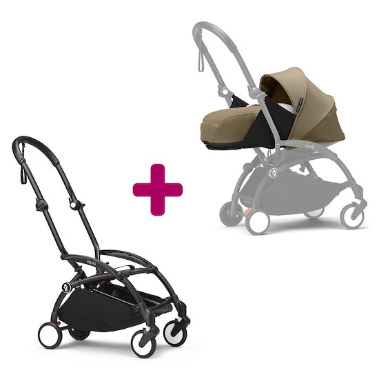 Stokke Pack chassis poussette YOYO³ Noir + pack nouveau-né 0+ YOYO³ Toffee  