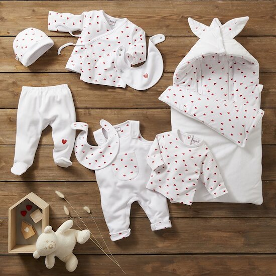 Kit Naissance bébé - 6 Pièces (Pyjama, Body, Bonnet, Moufles, Chaussons et  Pochon de Rangement) Cadeau Bébé Fille - Certifié OKEO-TEX - Motif Arc en