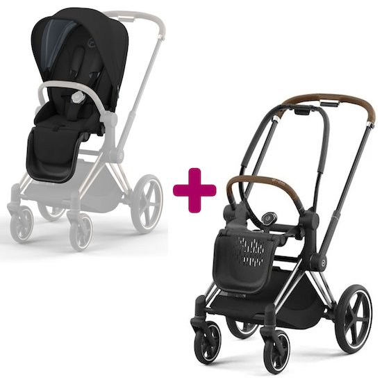 Cybex Poussette Priam 2022 Chrome Marron + siège Deep Black  