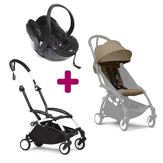 Stokke Pack Poussette Duo YOYO³ Chassis Blanc + pack 6+ YOYO³ Toffee + coque Yoyo  