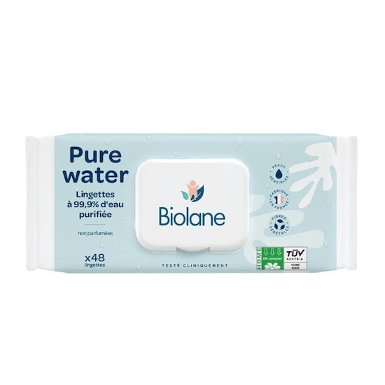 Biolane Lingettes Pure Water Bleu 