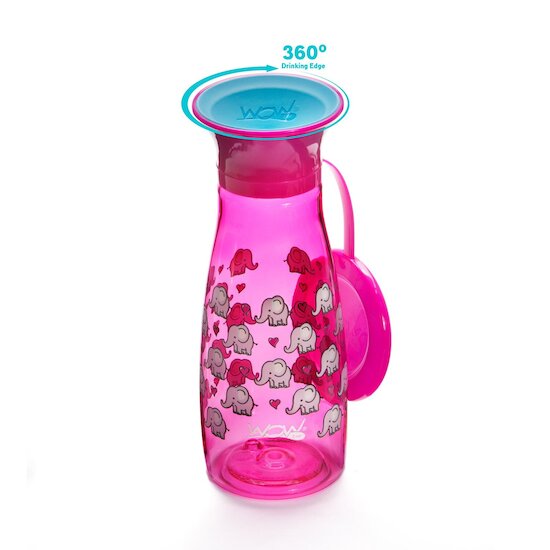 Wowcup Gourde  360 ° enfant avec couvercle Elephants  350 ml