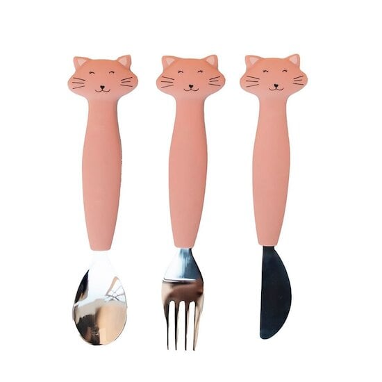 Trixie Couverts 3 pièces en silicone Mrs. Cat 