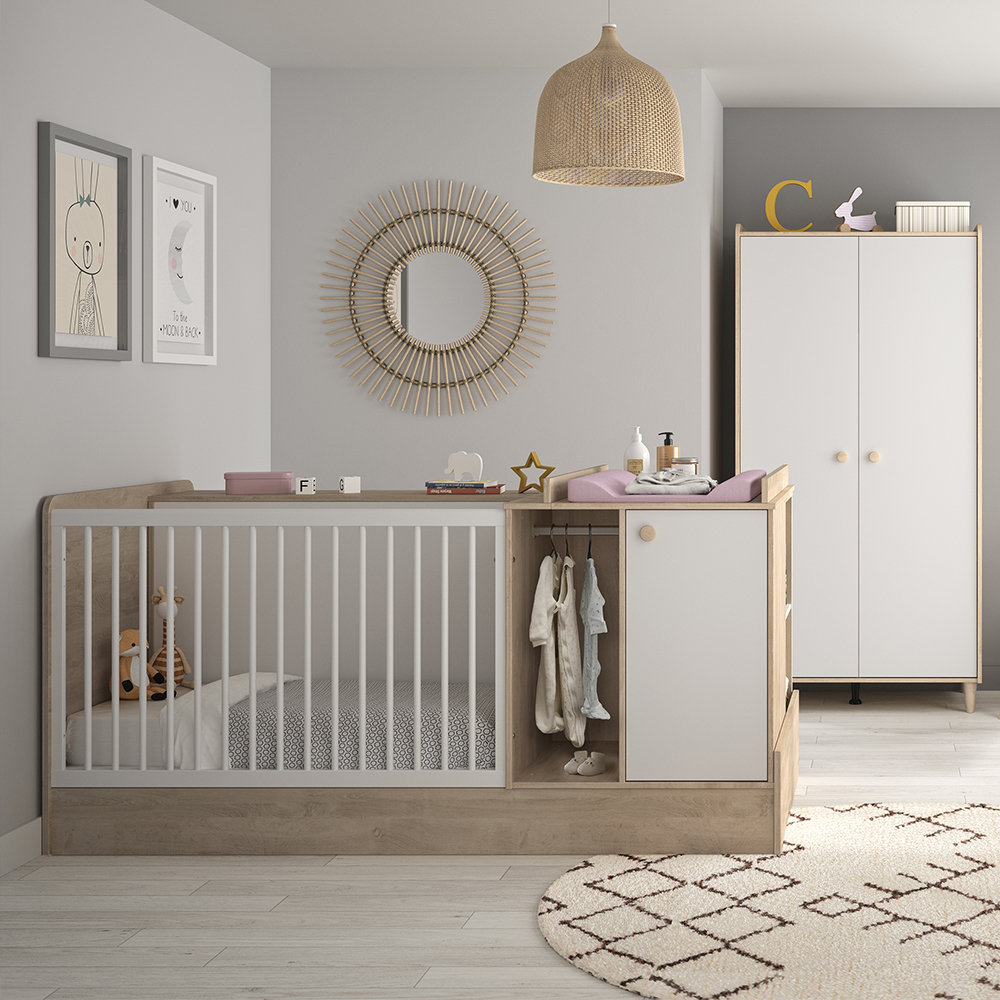 Chambre bébé complète Noam : lit combiné évolutif 60x120, armoire, Chambre  Noam de Bébé Lune
