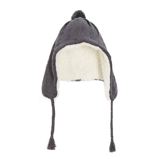 P’tit bisou Bonnet Tricot Cœur de pain d'épice Grey sweet carbon 1-3 mois