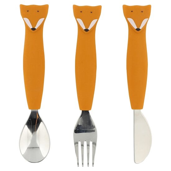 Trixie Couverts 3 pièces en silicone Mr. Fox 